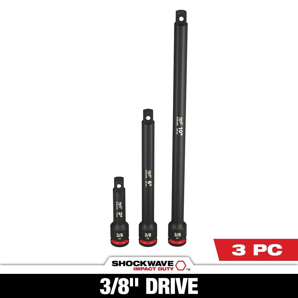 Milwaukee Electric - 3PC Shockwave IMP Duty 3/8DR Extension Set